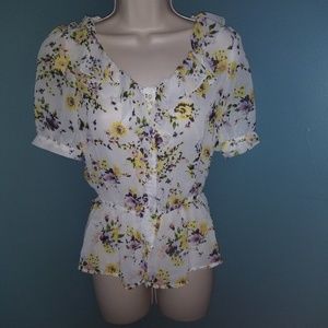 Floral flowy shirt S